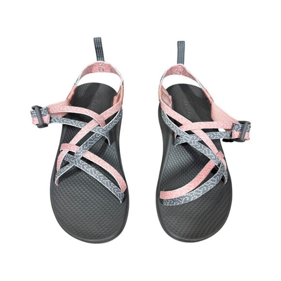 Chaco Kid's ZX1 Ecotread Sandals 4 Burlap Heather J180266 Pink Gray Double Strap - Picture 2 of 7
